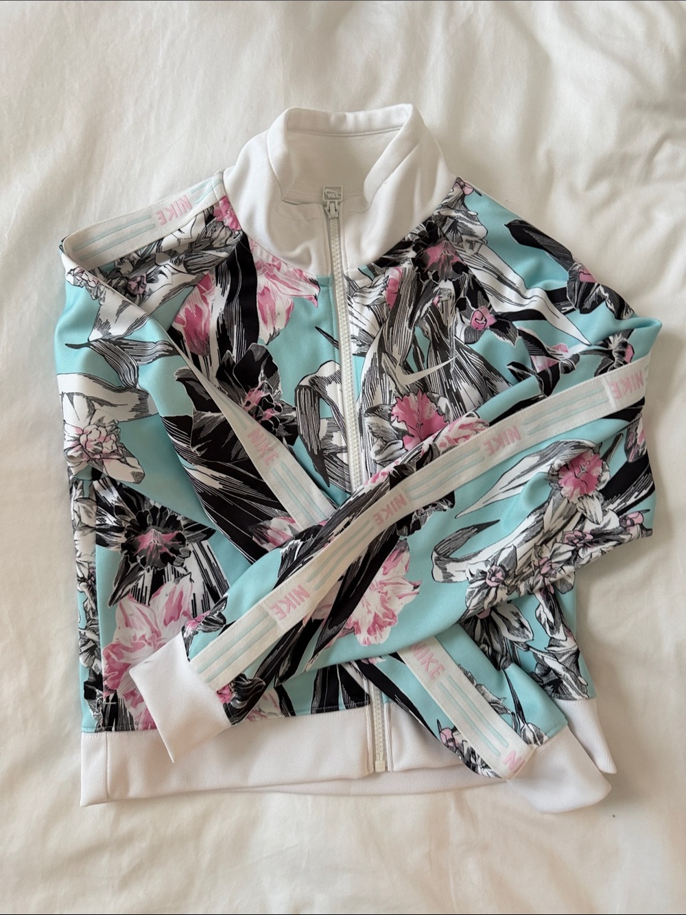 Nike Women’s Floral Bomber Jacket - Aqua, Pink, Black, White